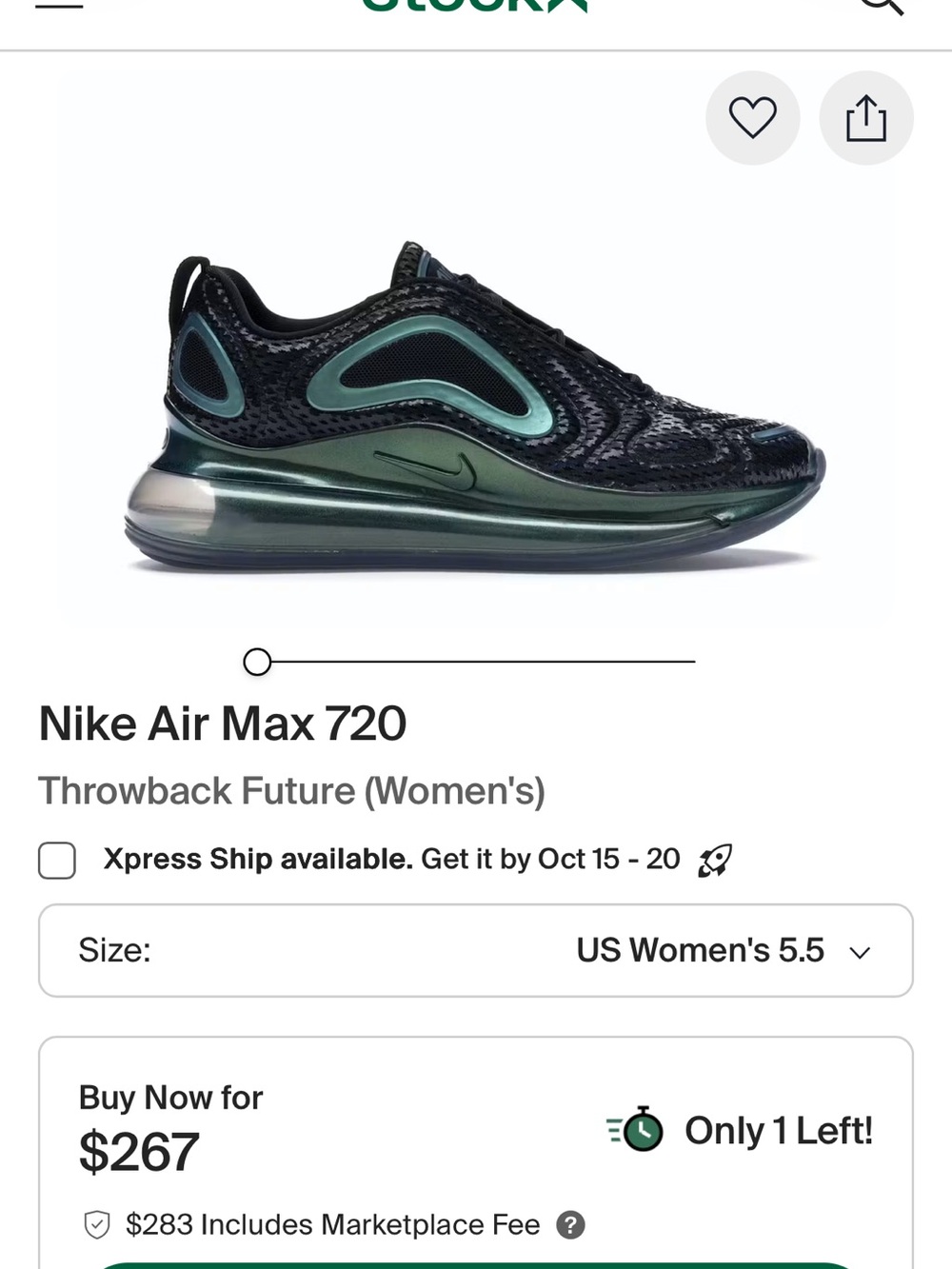Nike Air Max 720 Throwback Future Women's Sneaker - Black/Teal